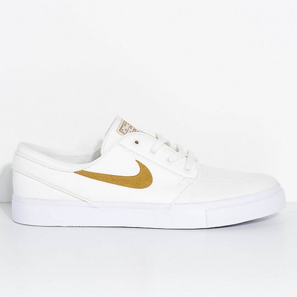 nike sb janoski golden beige & white suede skate shoes